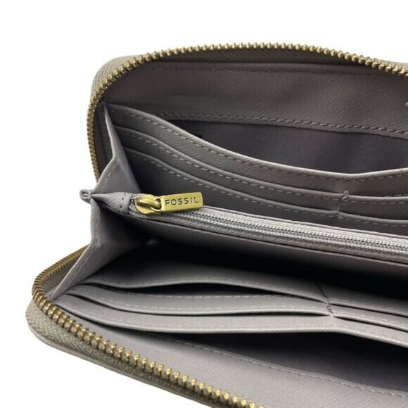 FOSSIL Tiegan Clutch Pebbled Leather Wallet Zip Around - Picture 5 of 6